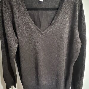 New York & Company Shimmering Black V-Neck Sweater